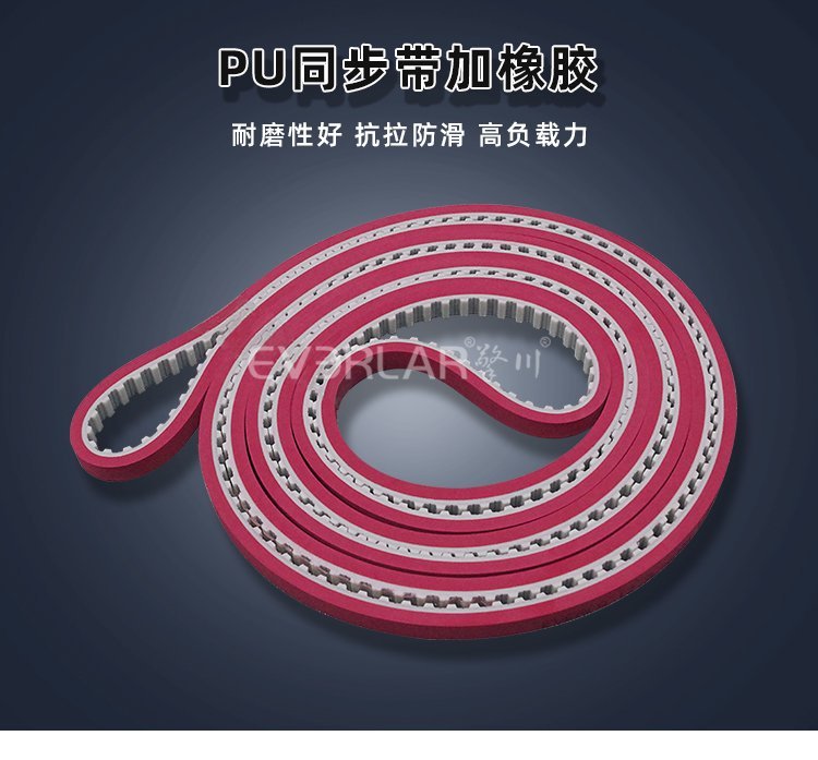 PU 同步帶加橡膠，耐磨抗沖擊，重載工況長效運轉