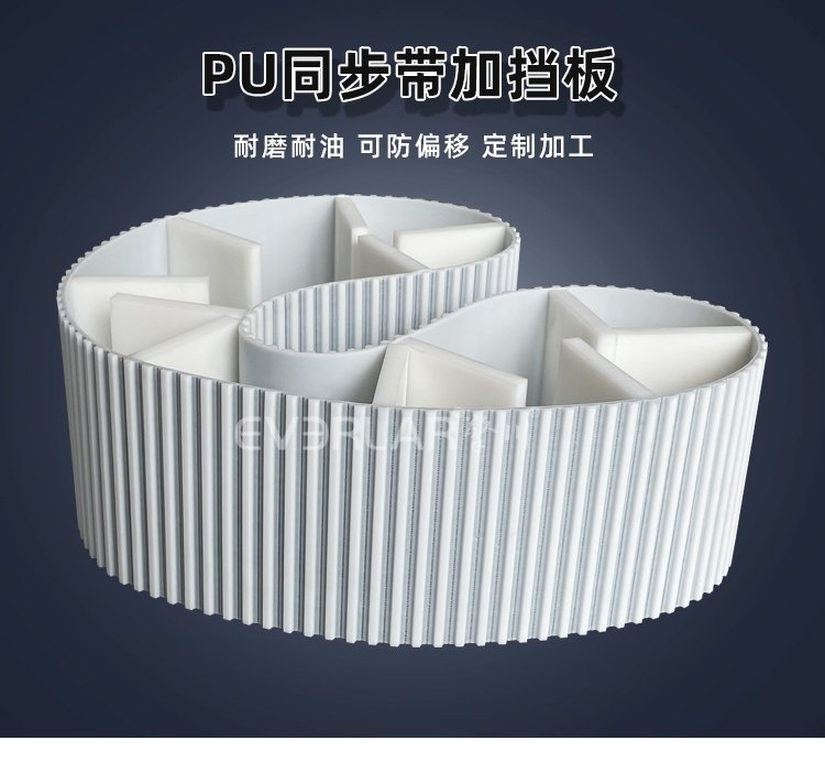 白色PU同步帶加擋板的物料定位傳輸優(yōu)勢(shì)