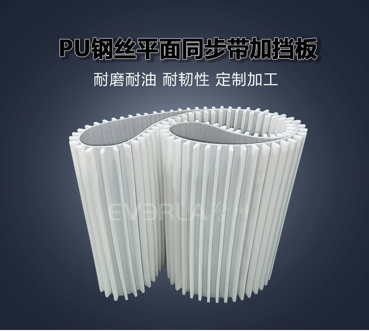 <b>PU鋼絲平面同步帶加擋板玻璃磨邊機工業(yè)傳動帶聚氨酯齒形帶定制</b>