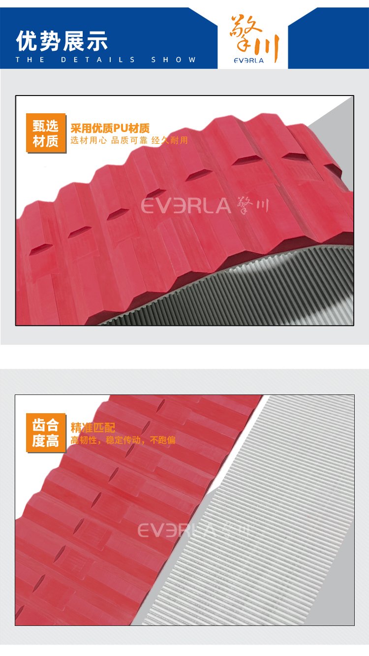 PU同步帶加紅膠開槽